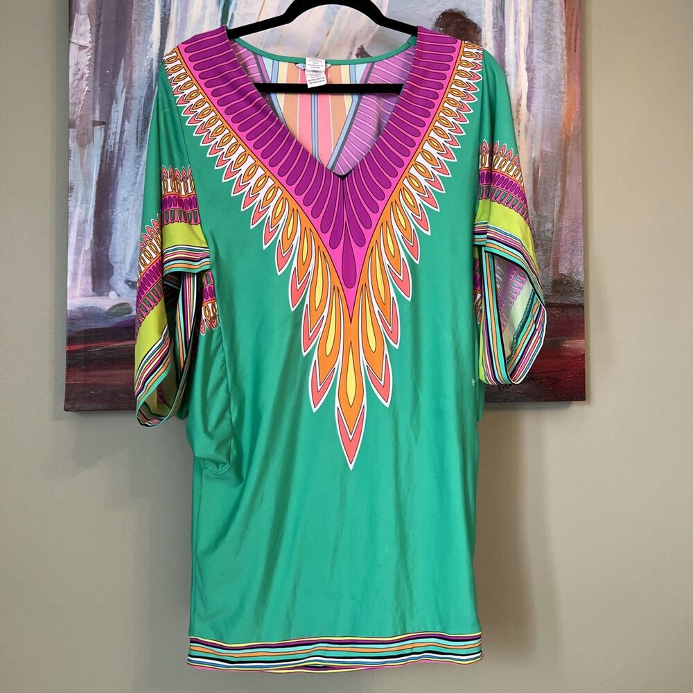 Trina Turk Plumas Kaftan Tunic Swim Dress Cover Sz XS/ See Details